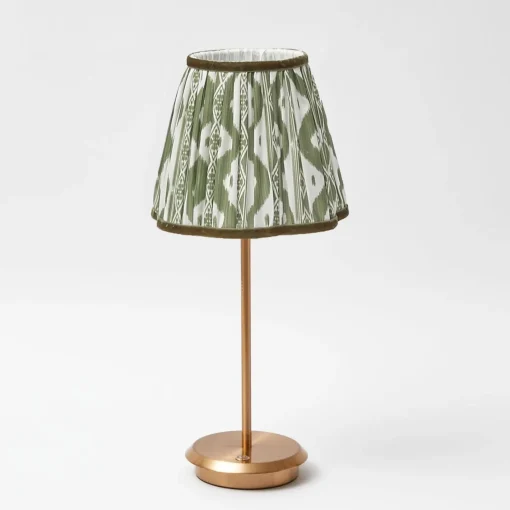 Rechargeable Table Lamps<Mrs. Alice Tall Rechargeable Lamp with Olive Ikat Shade (18cm)
