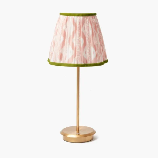 Rechargeable Table Lamps<Mrs. Alice Tall Rechargeable Lamp with Pink & Green Ikat Shade (18cm)