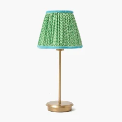 Rechargeable Table Lamps | Summer Lighting<Mrs. Alice Tall Rechargeable Lamp with Green & Blue Lotus Shade (18cm)