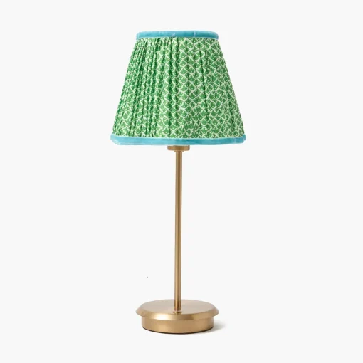 Rechargeable Table Lamps | Summer Lighting<Mrs. Alice Tall Rechargeable Lamp with Green & Blue Lotus Shade (18cm)