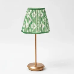 Rechargeable Table Lamps<Mrs. Alice Tall Rechargeable Lamp with Green Ikat Shade (18cm)