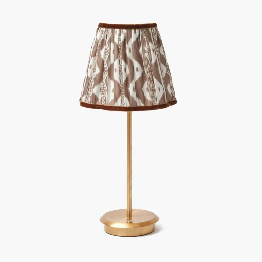 Rechargeable Table Lamps<Mrs. Alice Tall Rechargeable Lamp with Chocolate Ikat Shade (18cm)