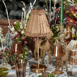 Rechargeable Table Lamps<Mrs. Alice Tall Rechargeable Lamp with Brown Frilled Silk Shade (18cm)