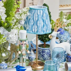 Rechargeable Table Lamps<Mrs. Alice Tall Rechargeable Lamp with Blue Ikat Shade (18cm)