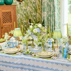 Rechargeable Table Lamps | Summer Lighting<Mrs. Alice Tall Rechargeable Lamp with Green & Blue Lotus Shade (18cm)