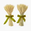 Autumn Decorations<Mrs. Alice Tall Wheat Sheaf with Green Velvet Bow (Pair)