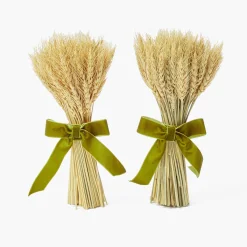 Autumn Decorations<Mrs. Alice Tall Wheat Sheaf with Green Velvet Bow (Pair)