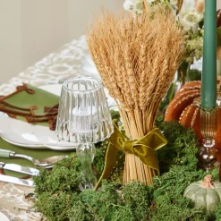 Autumn Decorations<Mrs. Alice Tall Wheat Sheaf with Green Velvet Bow (Pair)