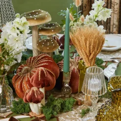 Autumn Decorations<Mrs. Alice Tall Wheat Sheaf with Green Velvet Bow (Pair)