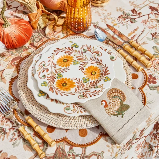 Napkins<Mrs. Alice Taupe Embroidered Turkey Linen Napkins (Set of 4)