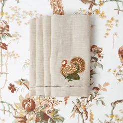 Napkins<Mrs. Alice Taupe Embroidered Turkey Linen Napkins (Set of 4)