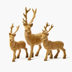 Christmas Decorations<Mrs. Alice Taupe Flocked Reindeer Family