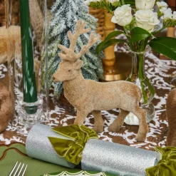 Christmas Decorations<Mrs. Alice Taupe Flocked Reindeer Family