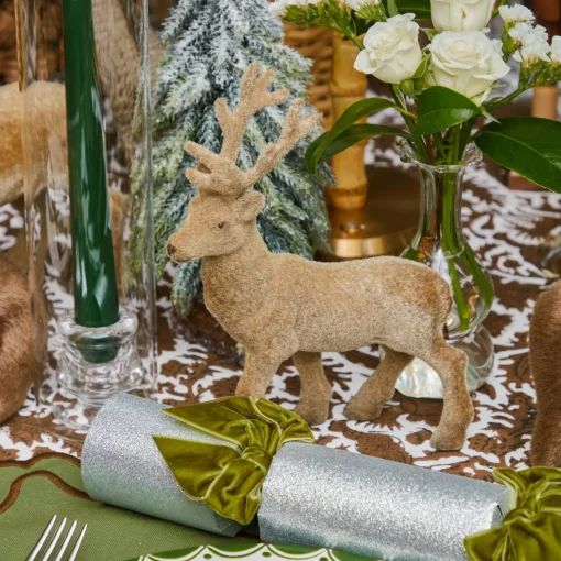 Christmas Decorations<Mrs. Alice Taupe Flocked Reindeer Family