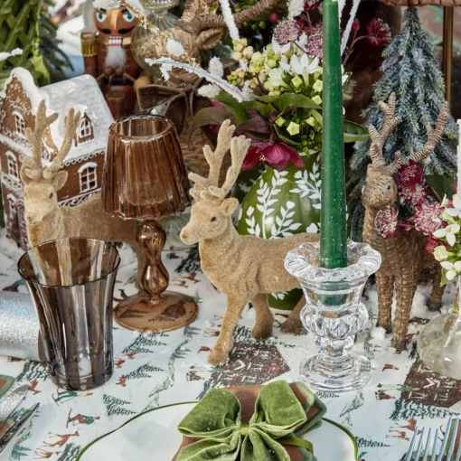 Christmas Decorations<Mrs. Alice Taupe Flocked Reindeer Family