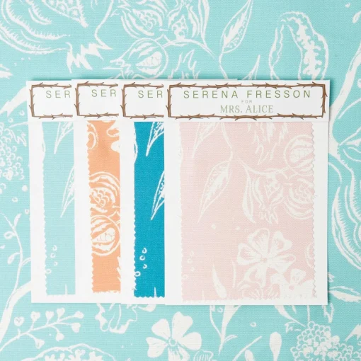 Serena Fresson Fabrics<Mrs. Alice Turquoise Chelsea Square Fabric