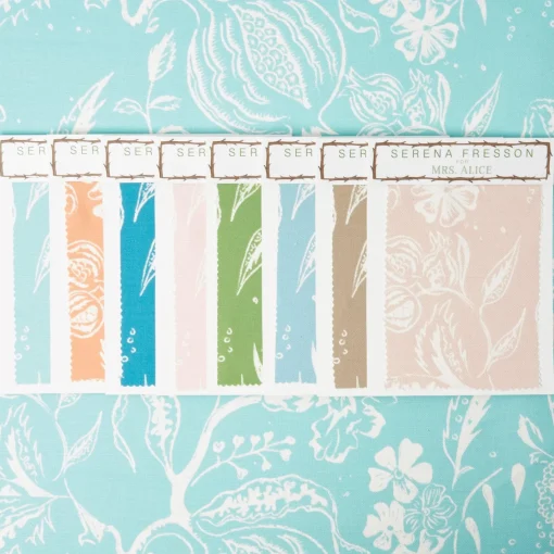 Serena Fresson Fabrics<Mrs. Alice Turquoise Chelsea Square Fabric