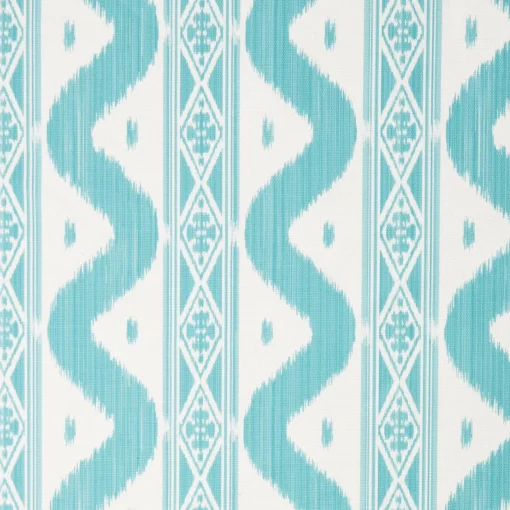 Serena Fresson Fabrics<Mrs. Alice Turquoise Ikat Stripe Fabric