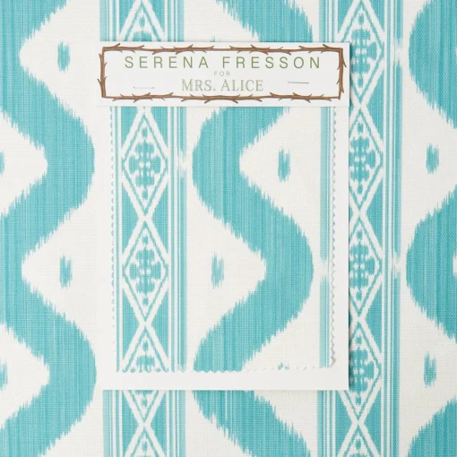 Serena Fresson Fabrics<Mrs. Alice Turquoise Ikat Stripe Fabric