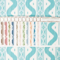 Serena Fresson Fabrics<Mrs. Alice Turquoise Ikat Stripe Fabric