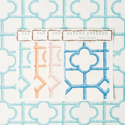 Serena Fresson Fabrics<Mrs. Alice Turquoise Shaded Bamboo Fabric