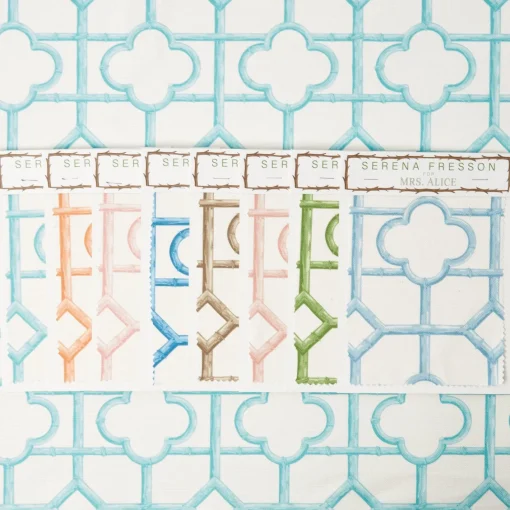 Serena Fresson Fabrics<Mrs. Alice Turquoise Shaded Bamboo Fabric