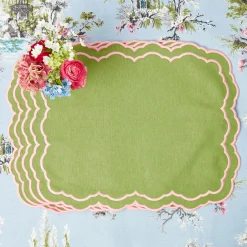 Placemats<Mrs. Alice Valérie Green & Pink Placemats (Set of 4)
