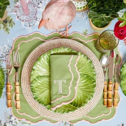 Table Linen Sets | Mrs. Alice Monogram<Mrs. Alice Valérie Green & Pink Placemats & Napkins (Set of 4)