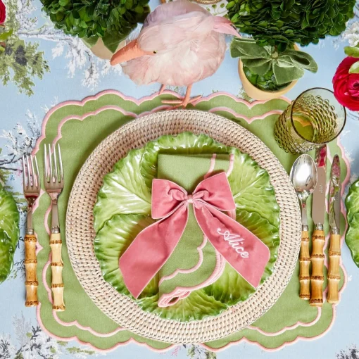 Table Linen Sets | Mrs. Alice Monogram<Mrs. Alice Valérie Green & Pink Placemats & Napkins (Set of 4)