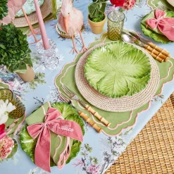 Table Linen Sets | Mrs. Alice Monogram<Mrs. Alice Valérie Green & Pink Placemats & Napkins (Set of 4)