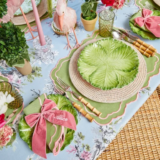 Table Linen Sets | Mrs. Alice Monogram<Mrs. Alice Valérie Green & Pink Placemats & Napkins (Set of 4)