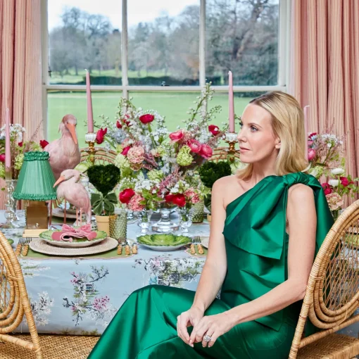 Table Linen Sets | Mrs. Alice Monogram<Mrs. Alice Valérie Green & Pink Placemats & Napkins (Set of 4)