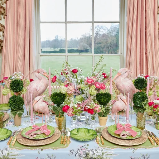 Table Linen Sets | Mrs. Alice Monogram<Mrs. Alice Valérie Green & Pink Placemats & Napkins (Set of 4)