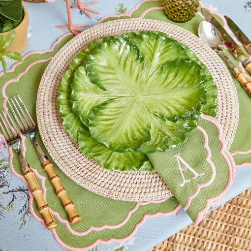 Table Linen Sets | Mrs. Alice Monogram<Mrs. Alice Valérie Green & Pink Placemats & Napkins (Set of 4)