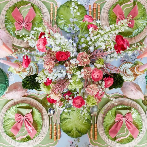 Table Linen Sets | Mrs. Alice Monogram<Mrs. Alice Valérie Green & Pink Placemats & Napkins (Set of 4)