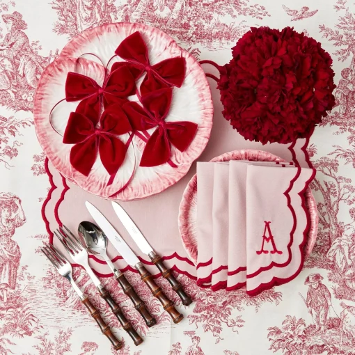 Table Linen Sets | Mrs. Alice Monogram<Mrs. Alice Valérie Pink Placemats & Napkins (Set of 4)