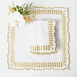 Napkins<Mrs. Alice White & Gold Laurel Napkins (Set of 4)