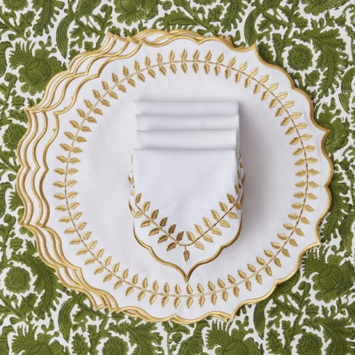 Napkins<Mrs. Alice White & Gold Laurel Napkins (Set of 4)