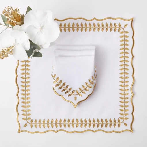 Table Linen Sets<Mrs. Alice White & Gold Laurel Placemats & Napkins (Set of 4)