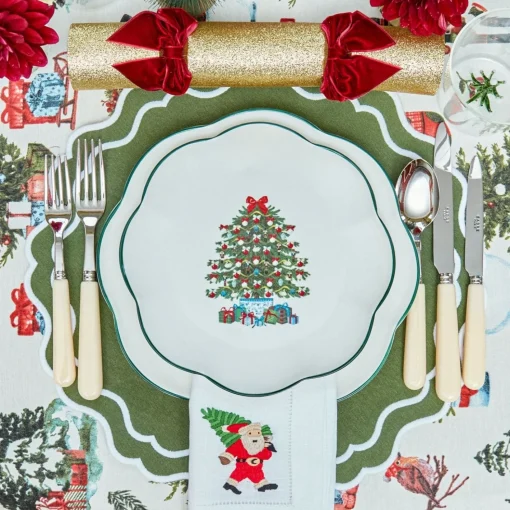 Napkins<Mrs. Alice White Hand Embroidered Father Christmas Napkins (Set of 4)
