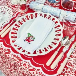 Napkins<Mrs. Alice White Hand Embroidered Father Christmas Napkins (Set of 4)