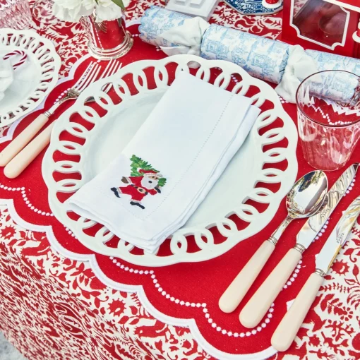 Napkins<Mrs. Alice White Hand Embroidered Father Christmas Napkins (Set of 4)