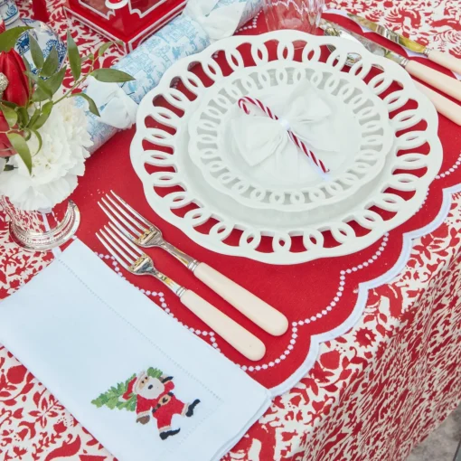 Napkins<Mrs. Alice White Hand Embroidered Father Christmas Napkins (Set of 4)