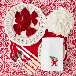Napkins<Mrs. Alice White Hand Embroidered Father Christmas Napkins (Set of 4)