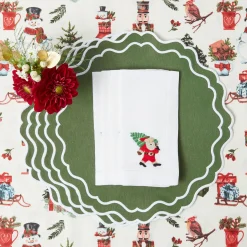 Napkins<Mrs. Alice White Hand Embroidered Father Christmas Napkins (Set of 4)