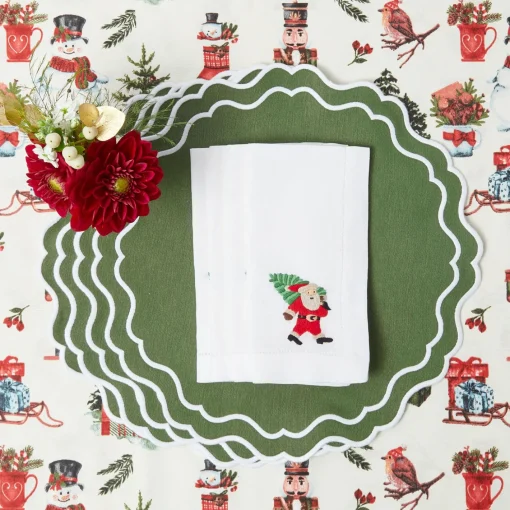 Napkins<Mrs. Alice White Hand Embroidered Father Christmas Napkins (Set of 4)