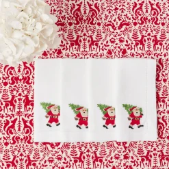 Napkins<Mrs. Alice White Hand Embroidered Father Christmas Napkins (Set of 4)