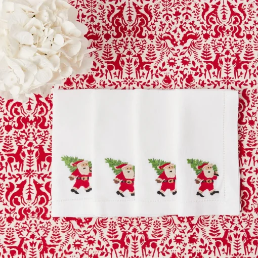 Napkins<Mrs. Alice White Hand Embroidered Father Christmas Napkins (Set of 4)