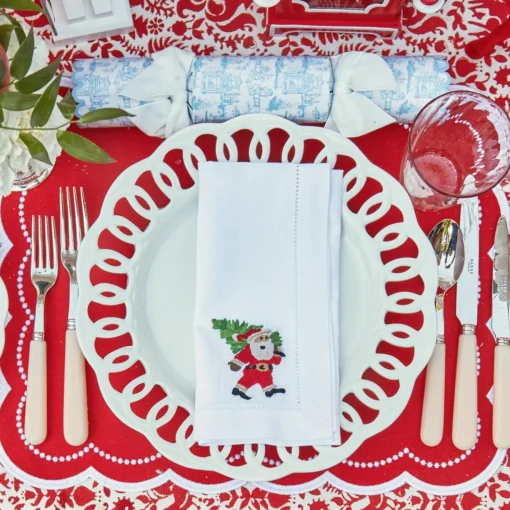 Napkins<Mrs. Alice White Hand Embroidered Father Christmas Napkins (Set of 4)