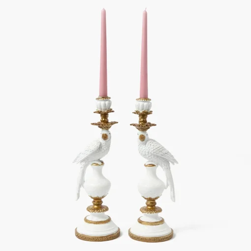 Summer Glassware | Summer Candleware<Mrs. Alice White Parrot Candle Holder (Pair)